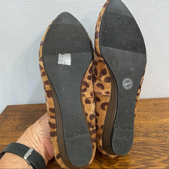 Gap Faux Fur Cheetah Ankle Strap Low Wedges Size 10 - Picture 5 of 8